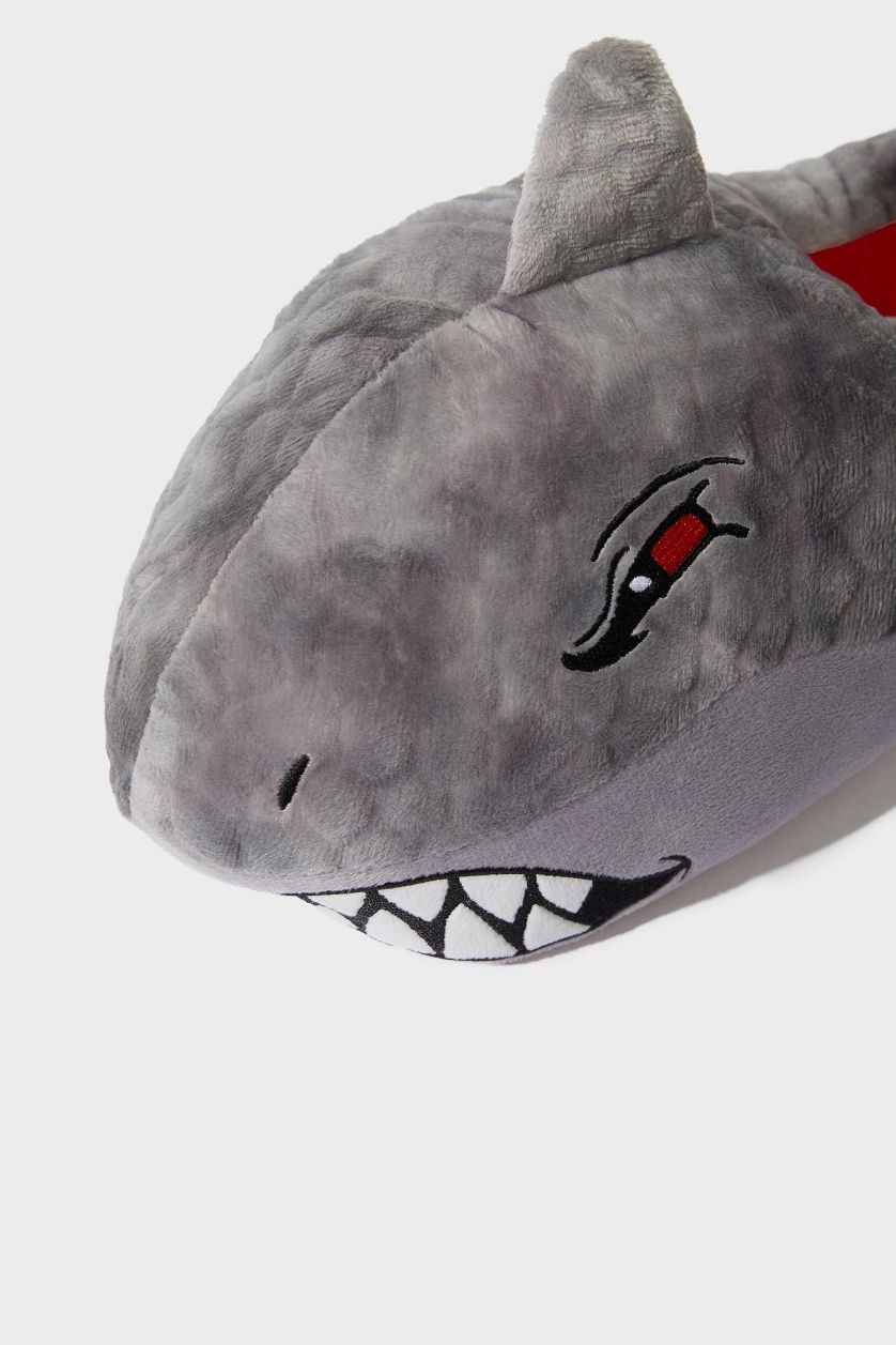 Erkek Gri Erkek Köpek Balığı Temalı Kalın Taban Panduf