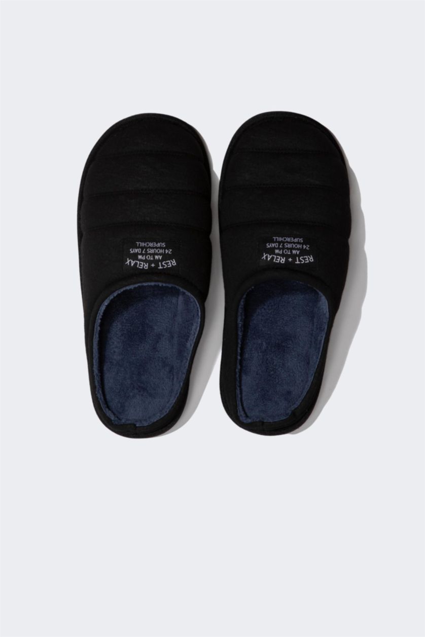 MAN Black Man Flat Sole Home Slippers