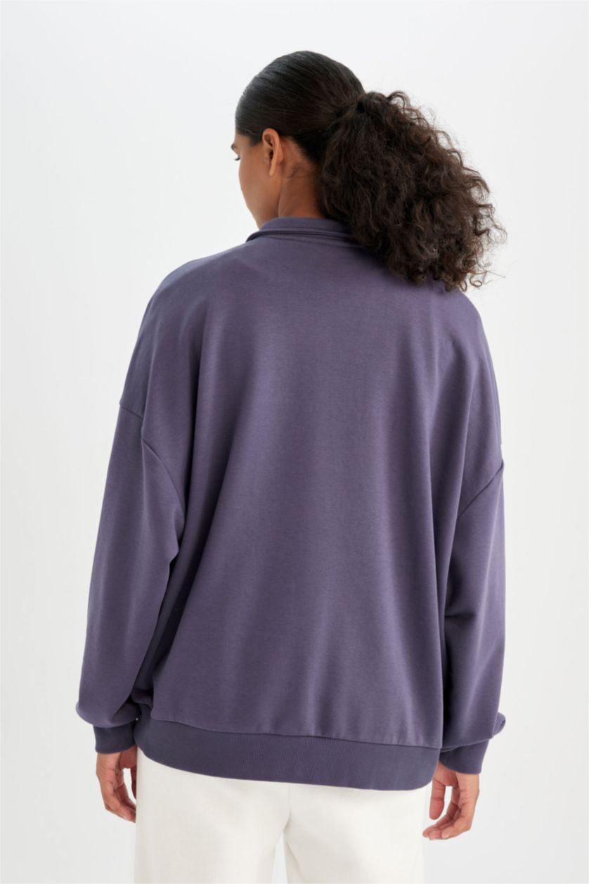 Женщины Фиолетовый Свитшот оверсайз NBA Brooklyn Nets на молнии, DeFactoFit