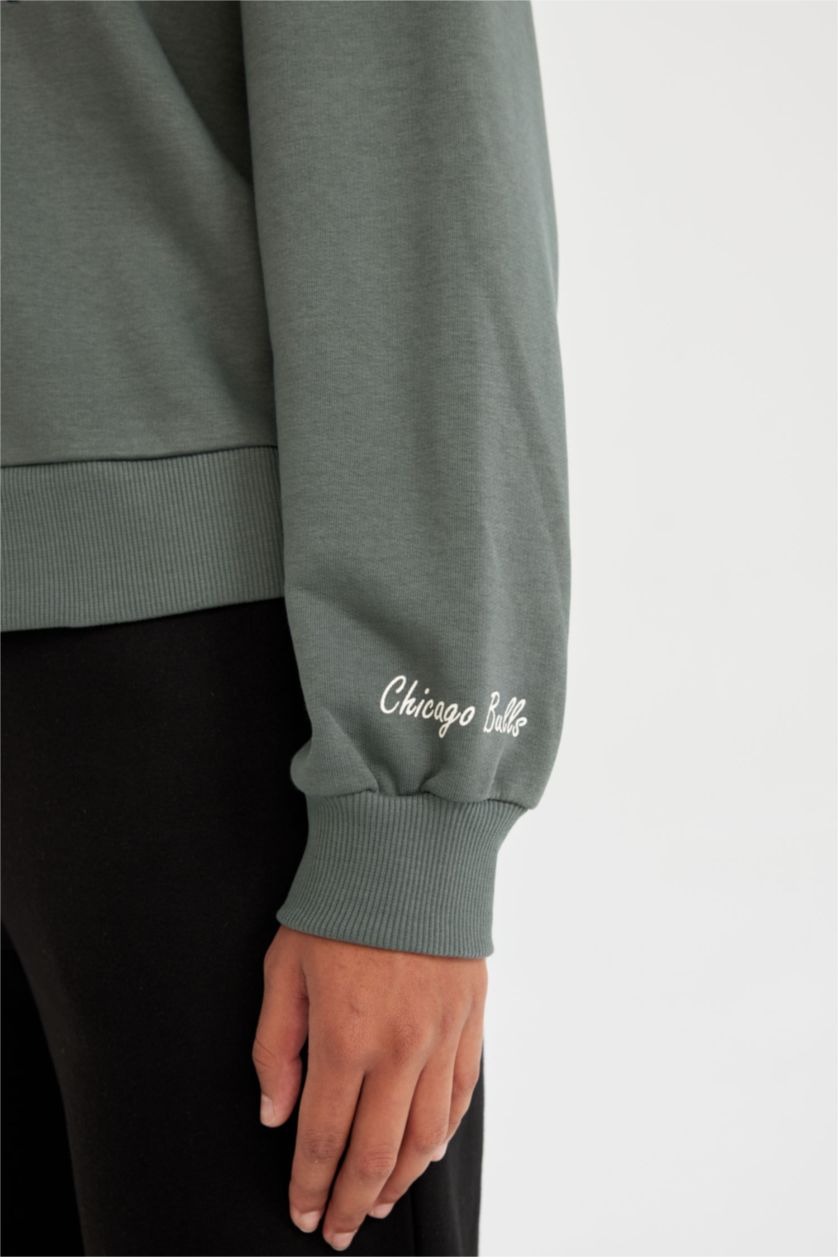 Женщины Темный петроль Свитшот NBA Chicago Bulls, DeFactoFit