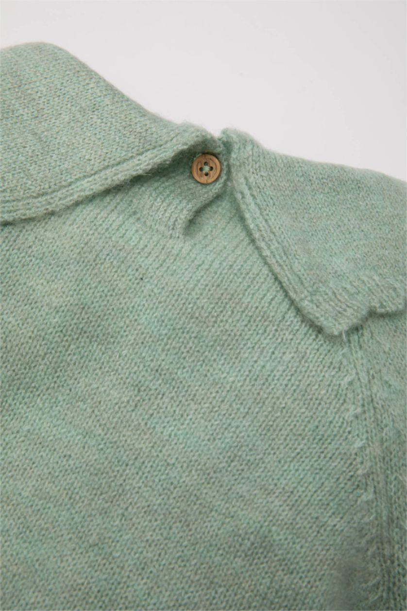 BABY GIRL Mint Baby Girl Floral Large Collar Pullover