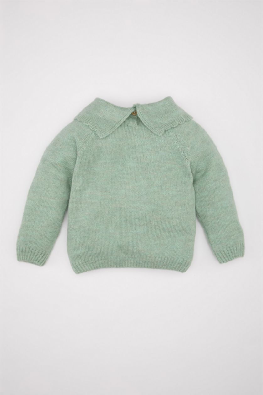 BABY GIRL Mint Baby Girl Floral Large Collar Pullover