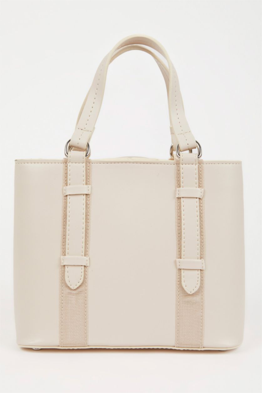 Kadın Bej Kadın Toka Detaylı Suni Deri Omuz Çantası