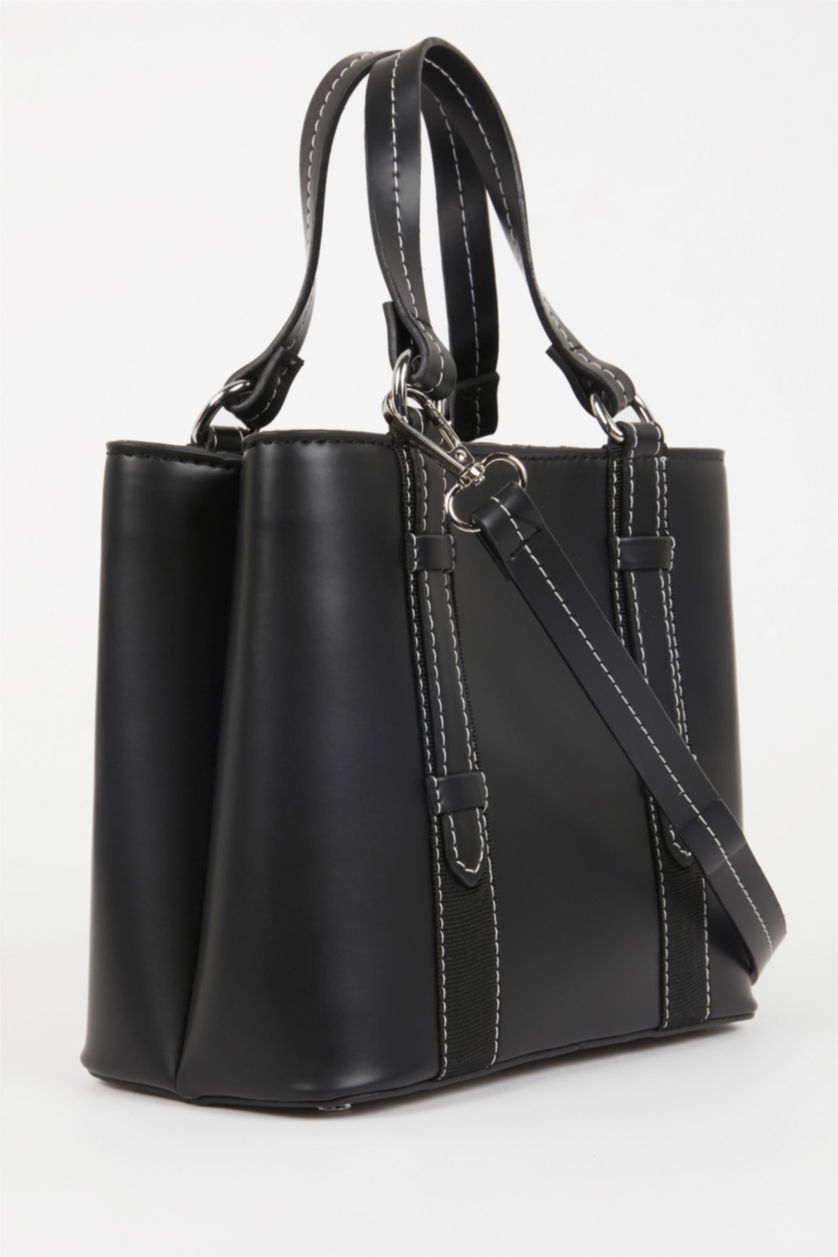 Women Black Faux Leather Hand Bag