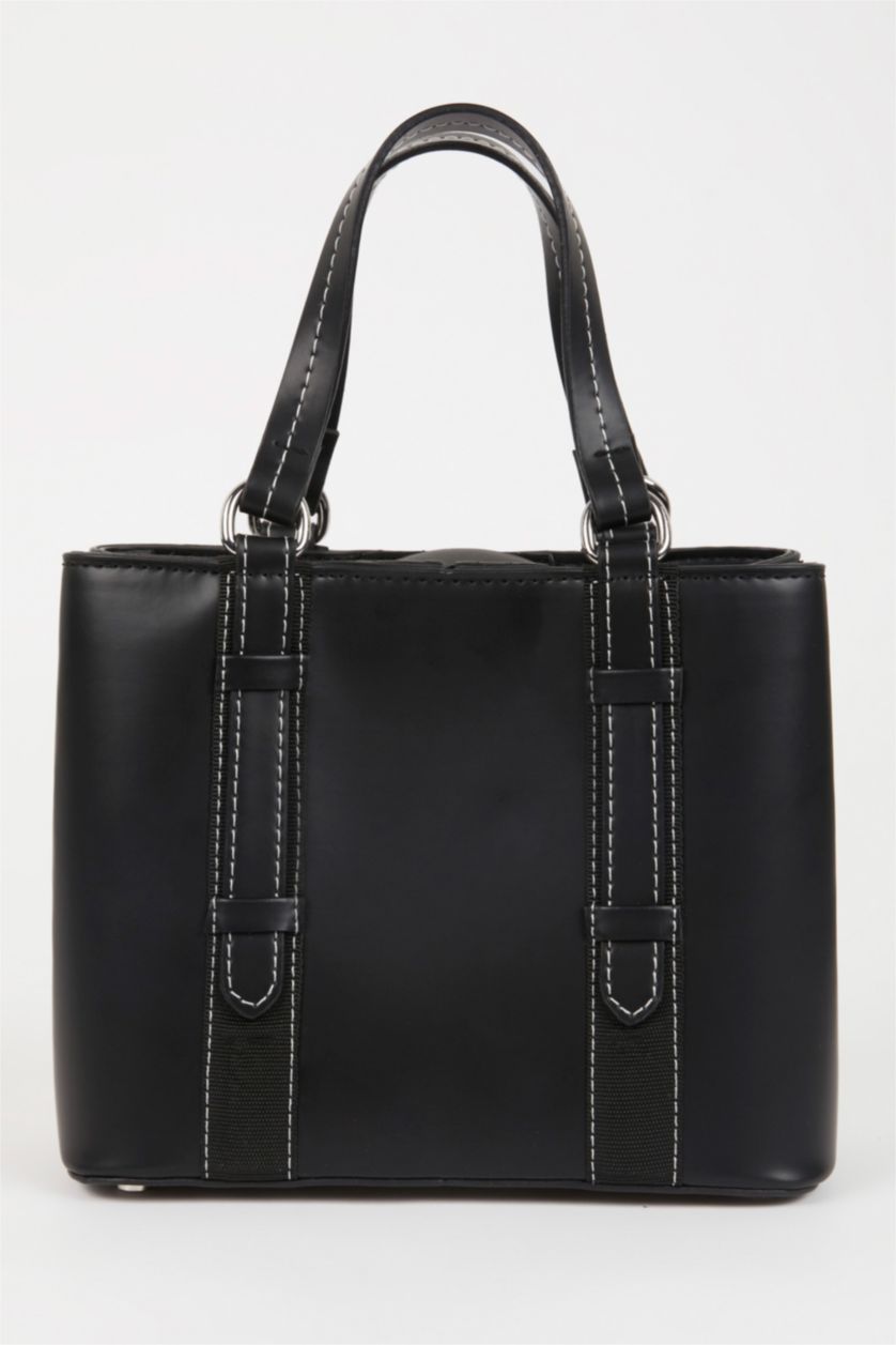 Women Black Faux Leather Hand Bag