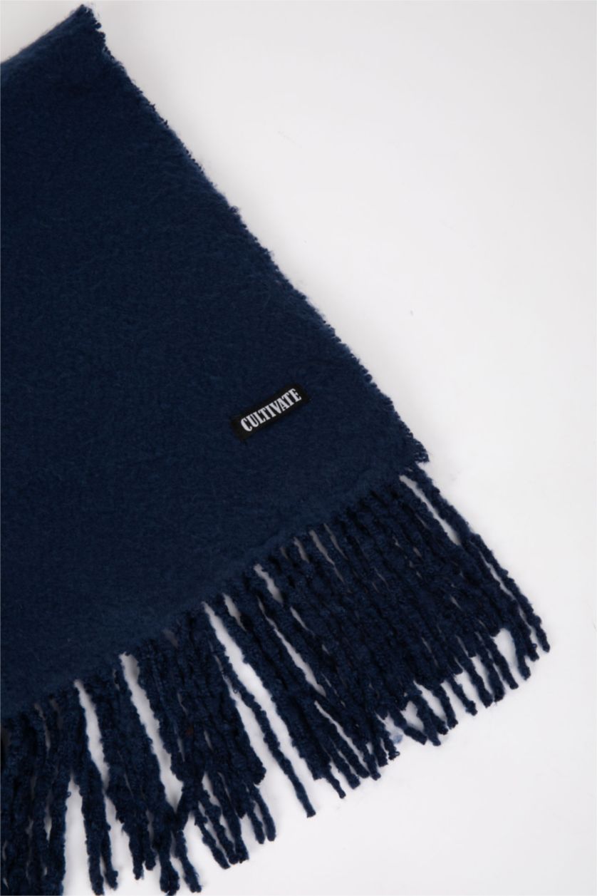 Erkek İndigo Erkek Dokuma Etiketli Atkı