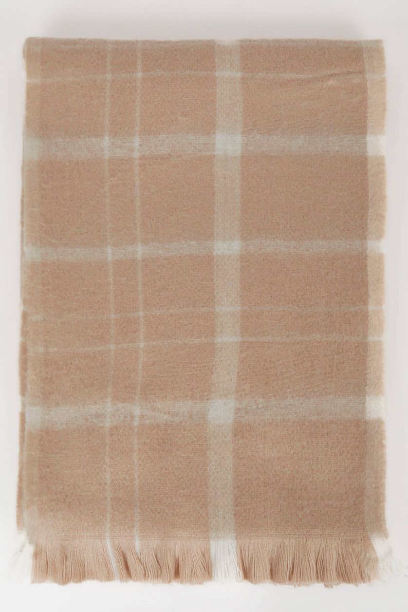 Erkek Bej Erkek Kareli Dokuma Atkı