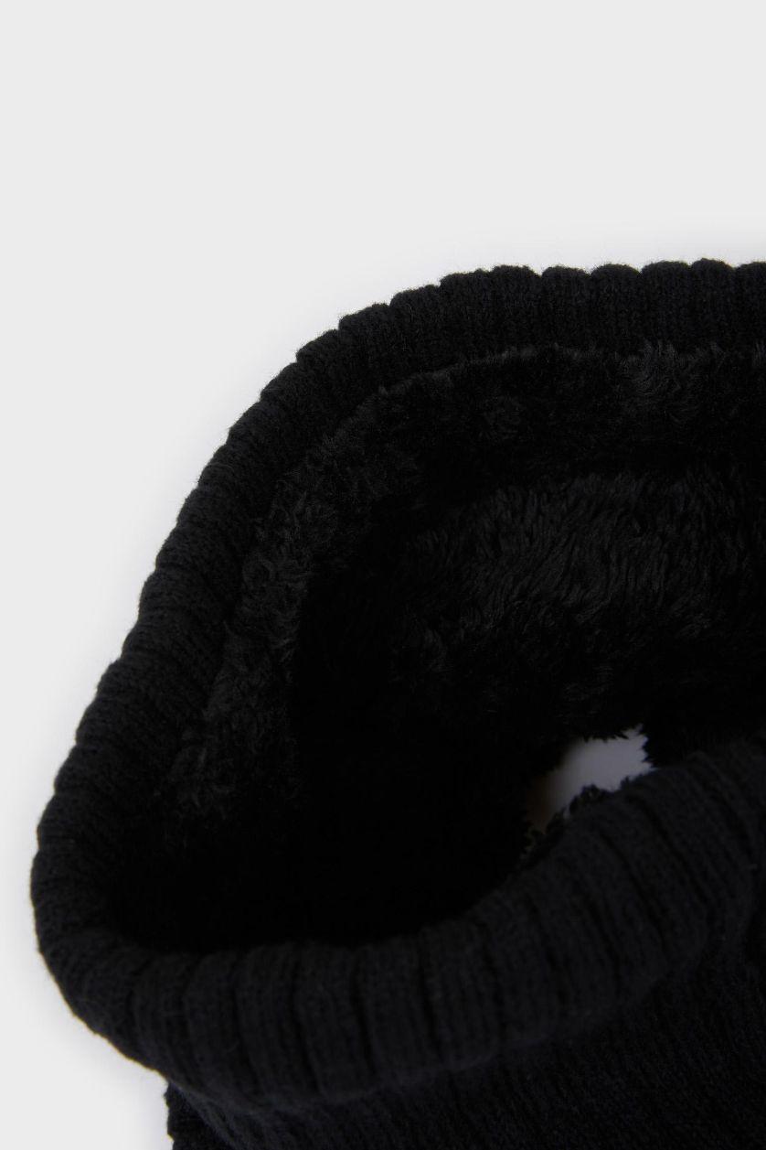 Erkek Siyah Erkek İçi Suni Yünlü Atkı