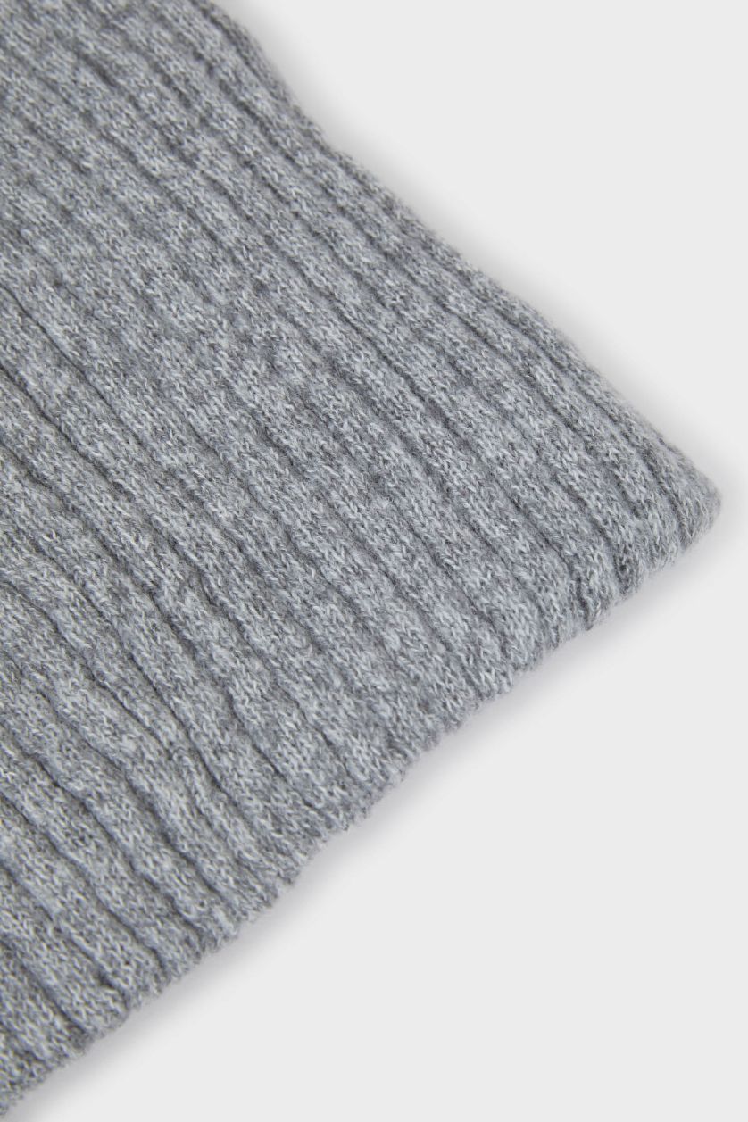 Erkek Açık Gri Erkek İçi Suni Yünlü Atkı