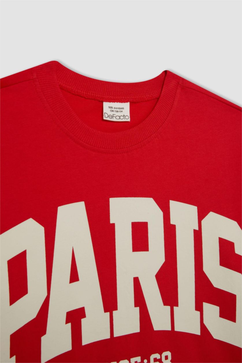 FILLES Rouge T-Shirt Coupe Relax imprimé à Manches Courtes et Col Rond pour Fille