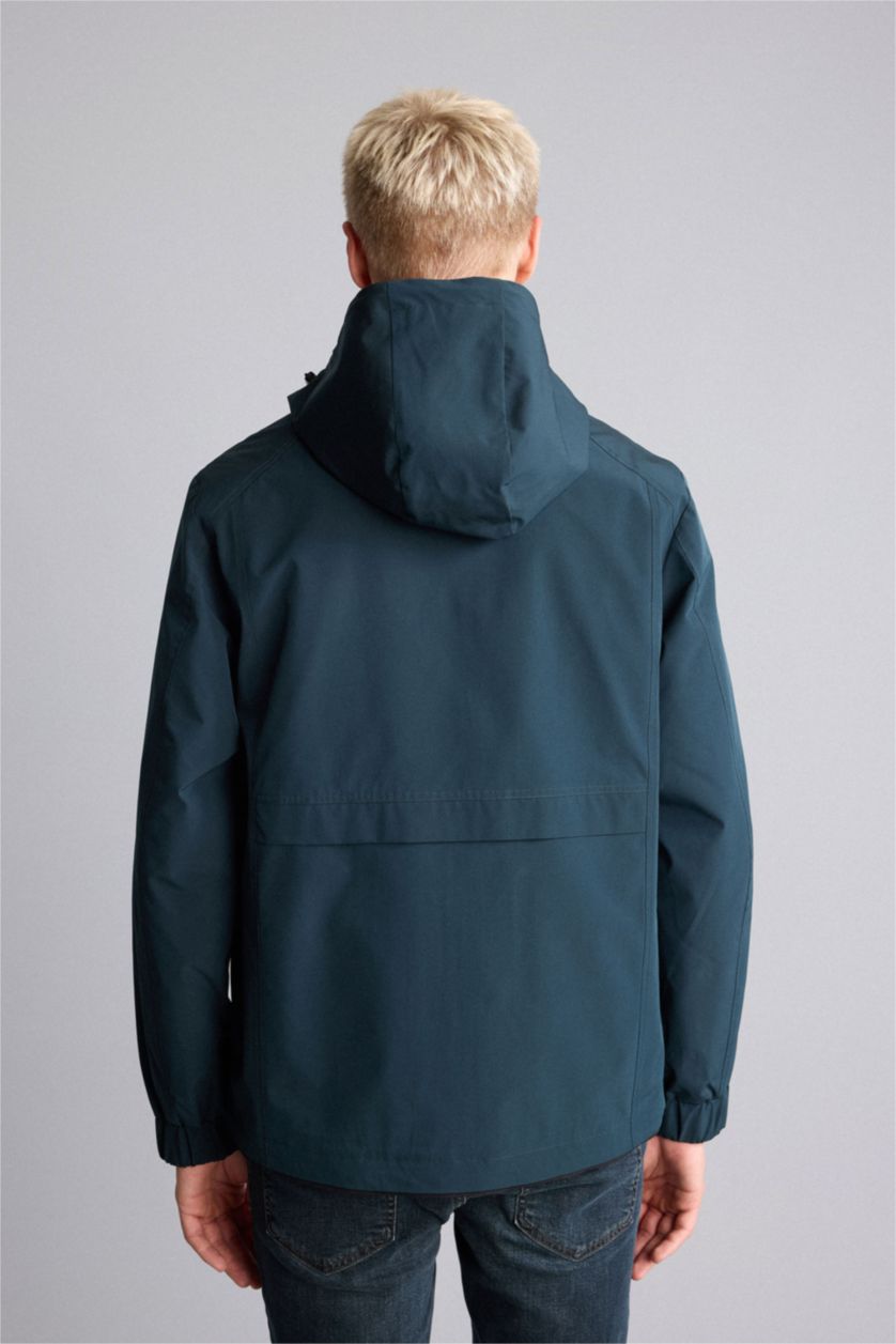 Men Dark Green Zipper Puffer Jacket