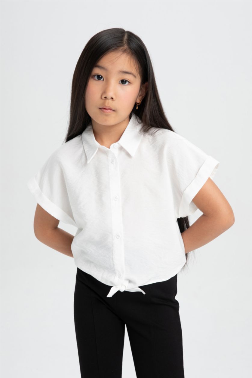 GIRLS & TEENS White Girl Short Sleeve Crop Shirt