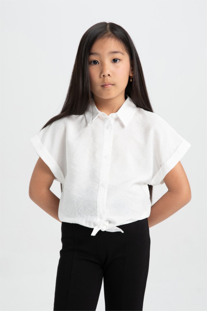 GIRLS & TEENS White Girl Short Sleeve Crop Shirt