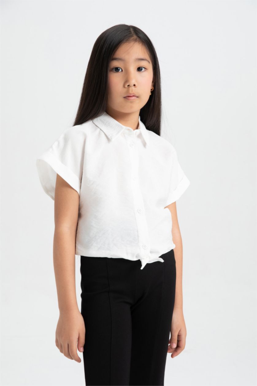 GIRLS & TEENS White Girl Short Sleeve Crop Shirt