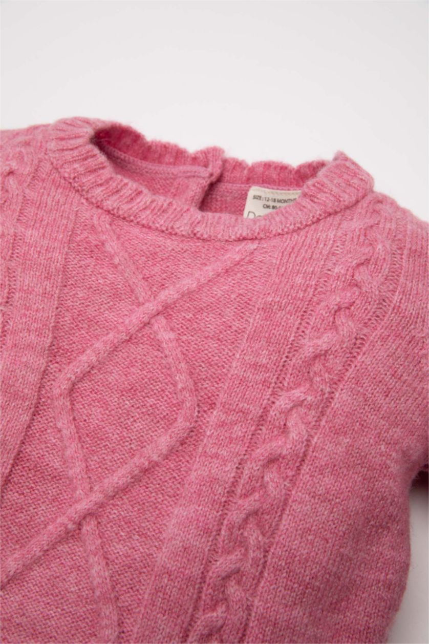 BÉBÉ FILLE Bordeaux Pull en tricot Coupe régulière à Col Rond pour BéBé Fille
