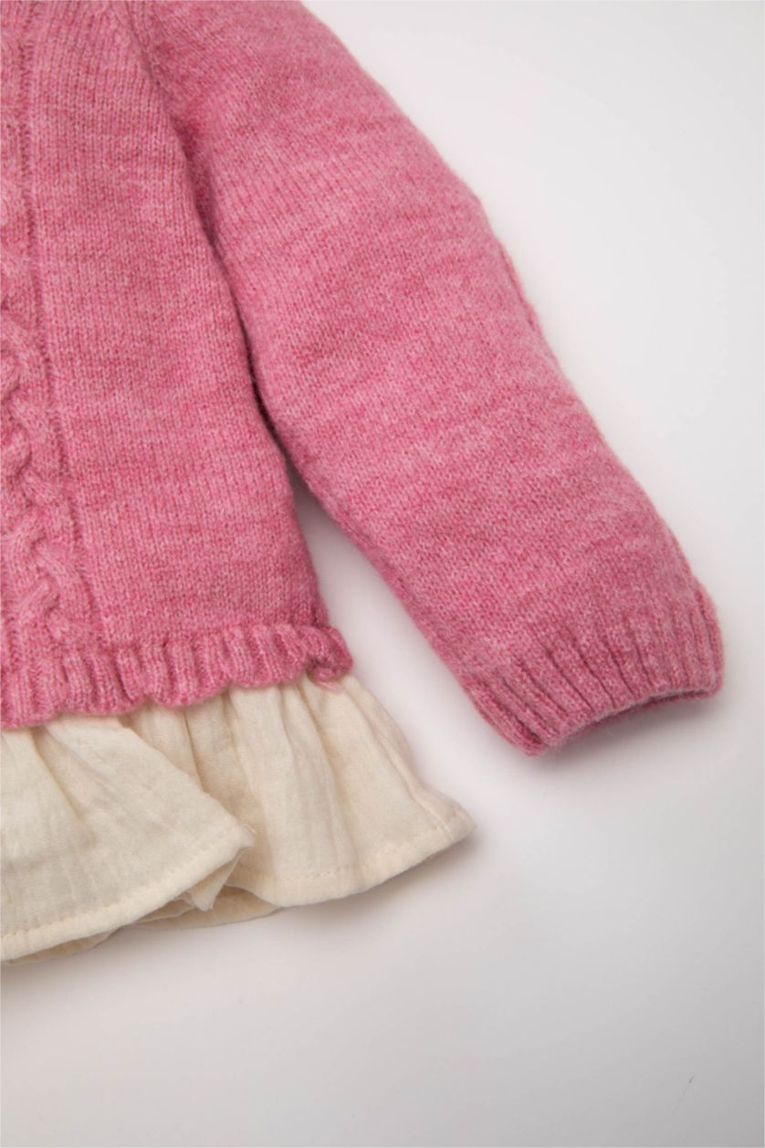 BÉBÉ FILLE Bordeaux Pull en tricot Coupe régulière à Col Rond pour BéBé Fille