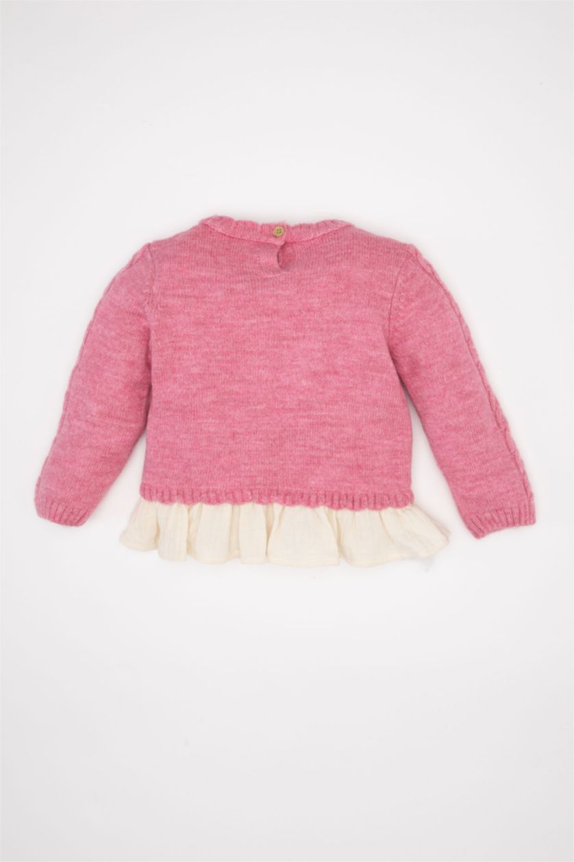 BÉBÉ FILLE Bordeaux Pull en tricot Coupe régulière à Col Rond pour BéBé Fille
