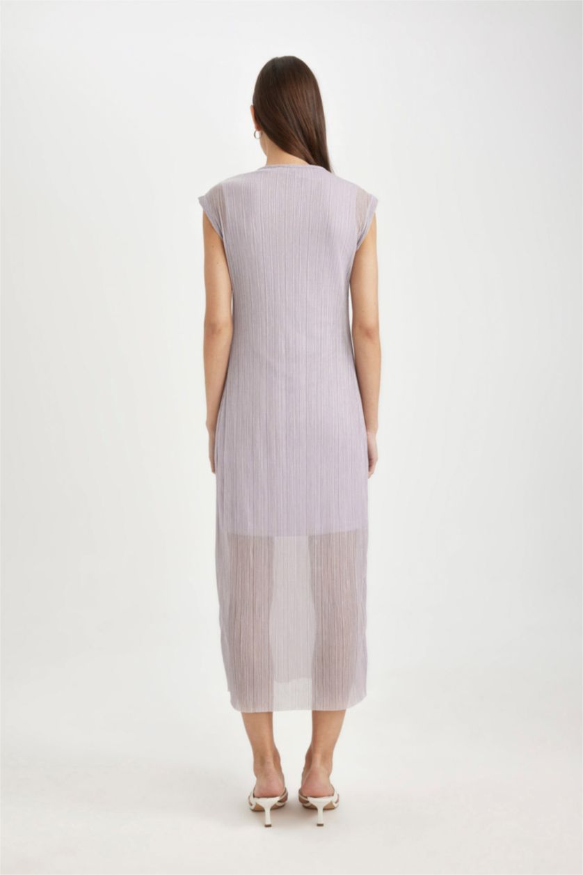 WOMAN Light Lilac Bodycon Round Neck Short Sleeve Maxi Dress