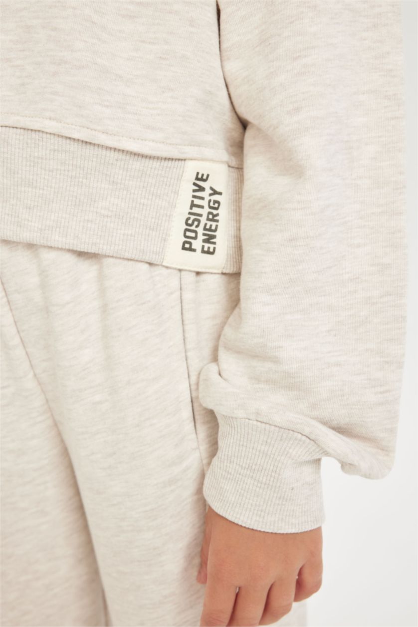 GIRLS & TEENS Beige Melange Girl Sweatshirt Sweatpants 2 Piece Set