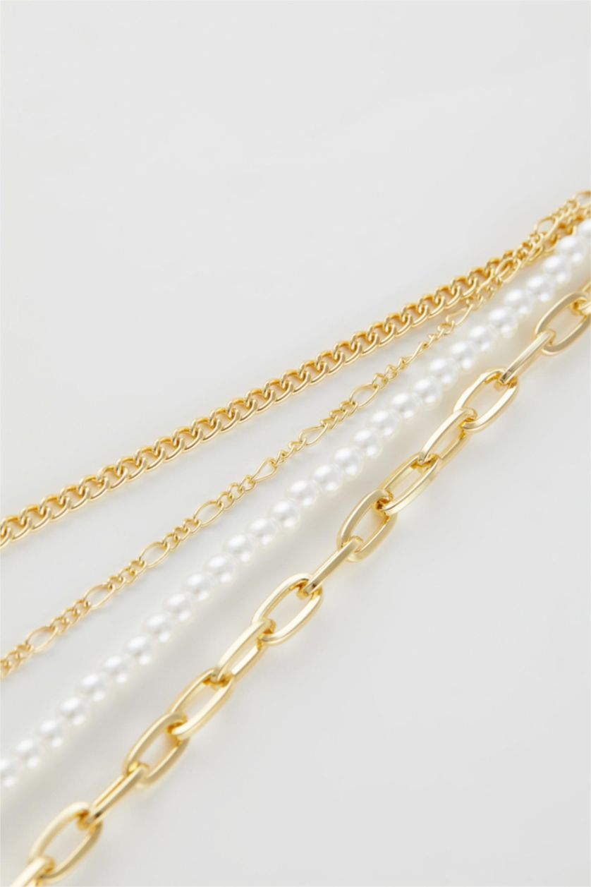 WOMAN GOLD Woman 4 Piece Gold Necklace with Pearl Detail