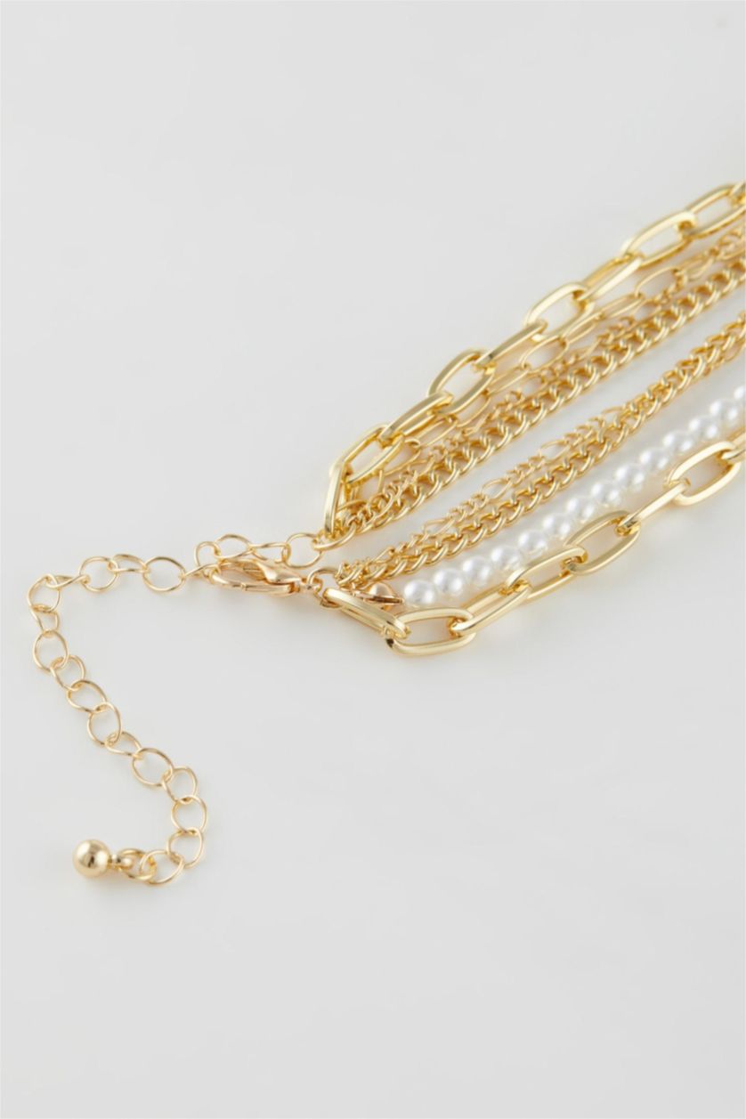 WOMAN GOLD Woman 4 Piece Gold Necklace with Pearl Detail
