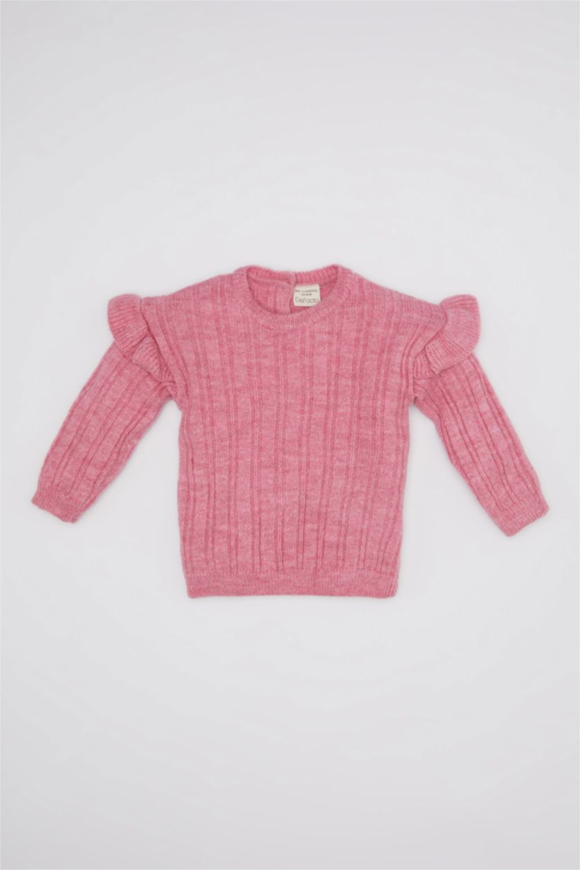 BABY GIRL Rose Baby Girl Crew Neck Knitted Pink Pullover