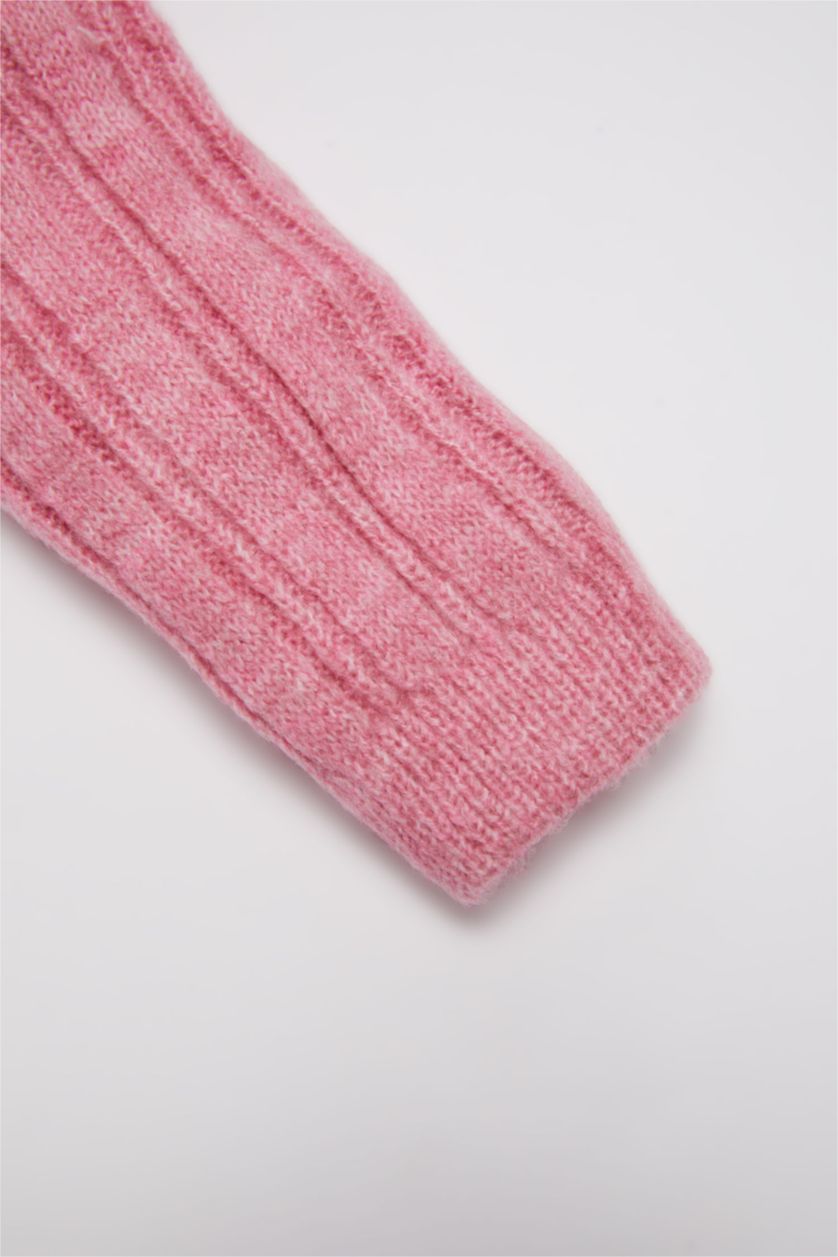 BABY GIRL Rose Baby Girl Crew Neck Knitted Pink Pullover