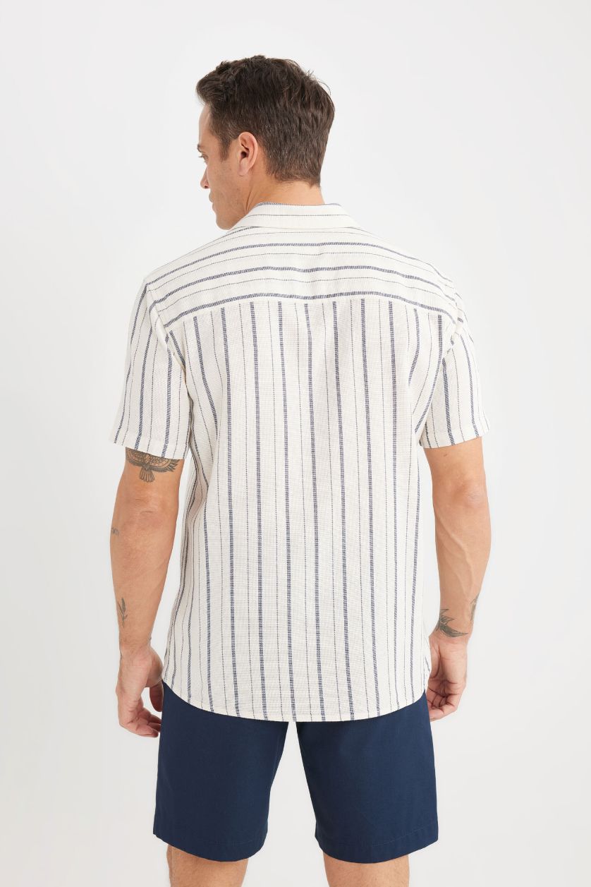 رجال حجري فاتح قميص بولو مخطط صيفي قطن مطبوع قصة عادية