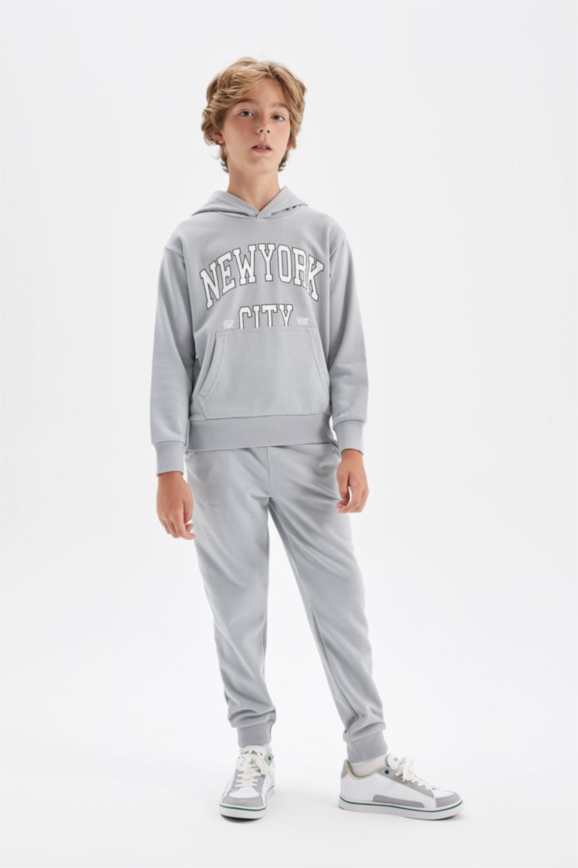 Young Boys - Teen Boys Light Grey Boy Printed Sweatshirt Sweatpants 2 Piece Set