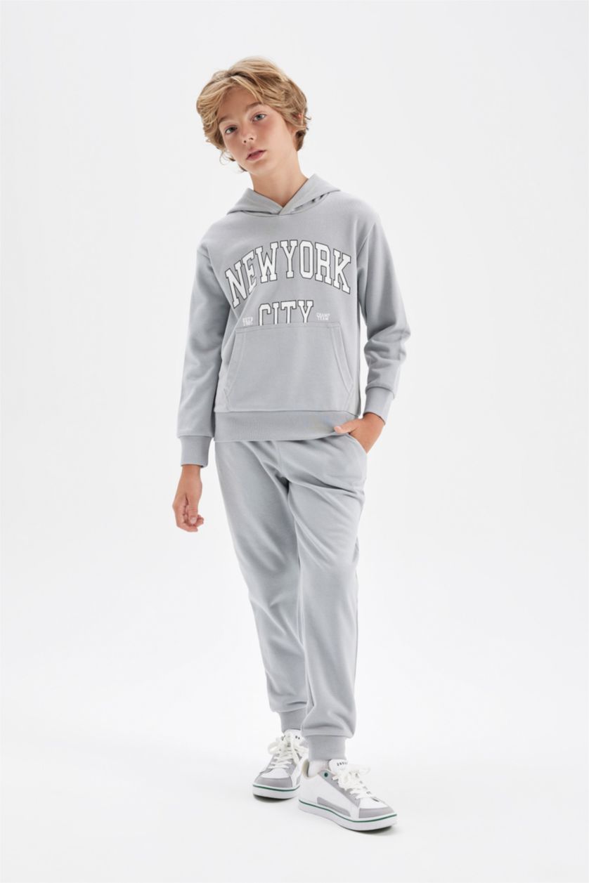 Young Boys - Teen Boys Light Grey Boy Printed Sweatshirt Sweatpants 2 Piece Set
