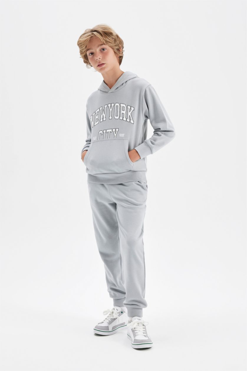 Young Boys - Teen Boys Light Grey Boy Printed Sweatshirt Sweatpants 2 Piece Set