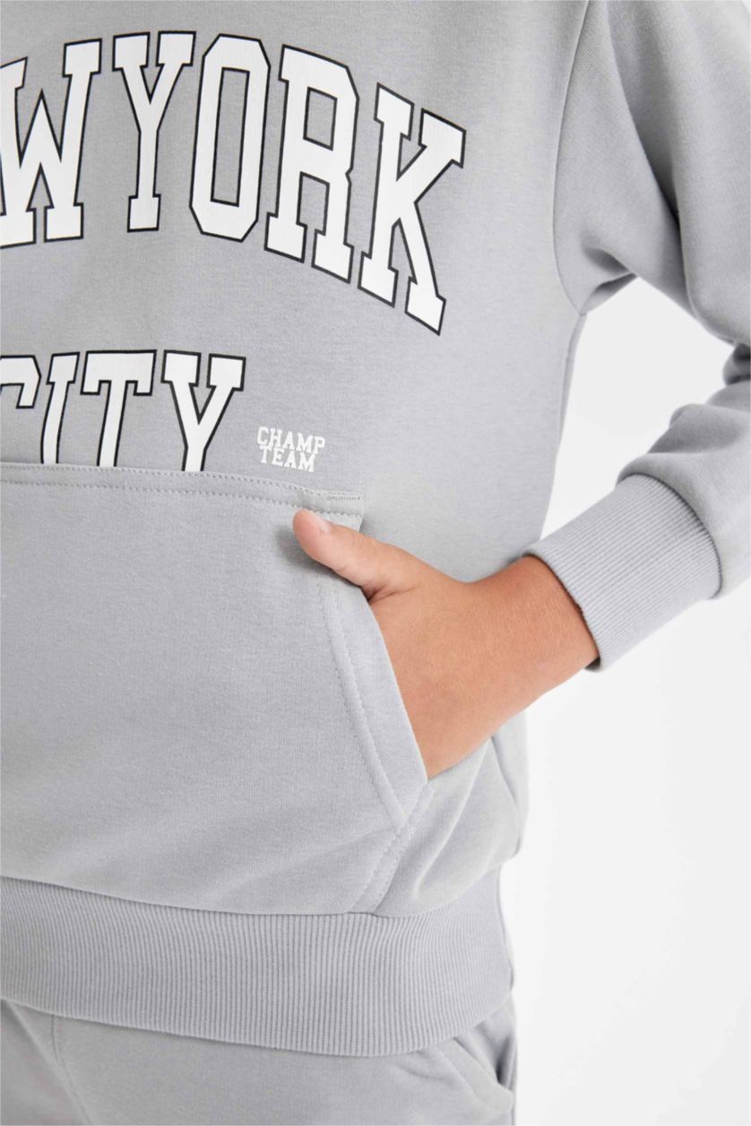 Young Boys - Teen Boys Light Grey Boy Printed Sweatshirt Sweatpants 2 Piece Set