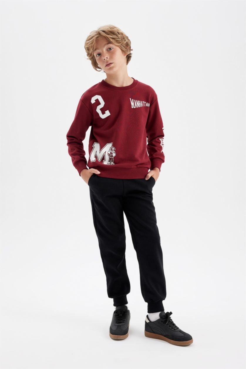 BOYS & TEENS Bordeaux طقم قماش سميك قصة عادية