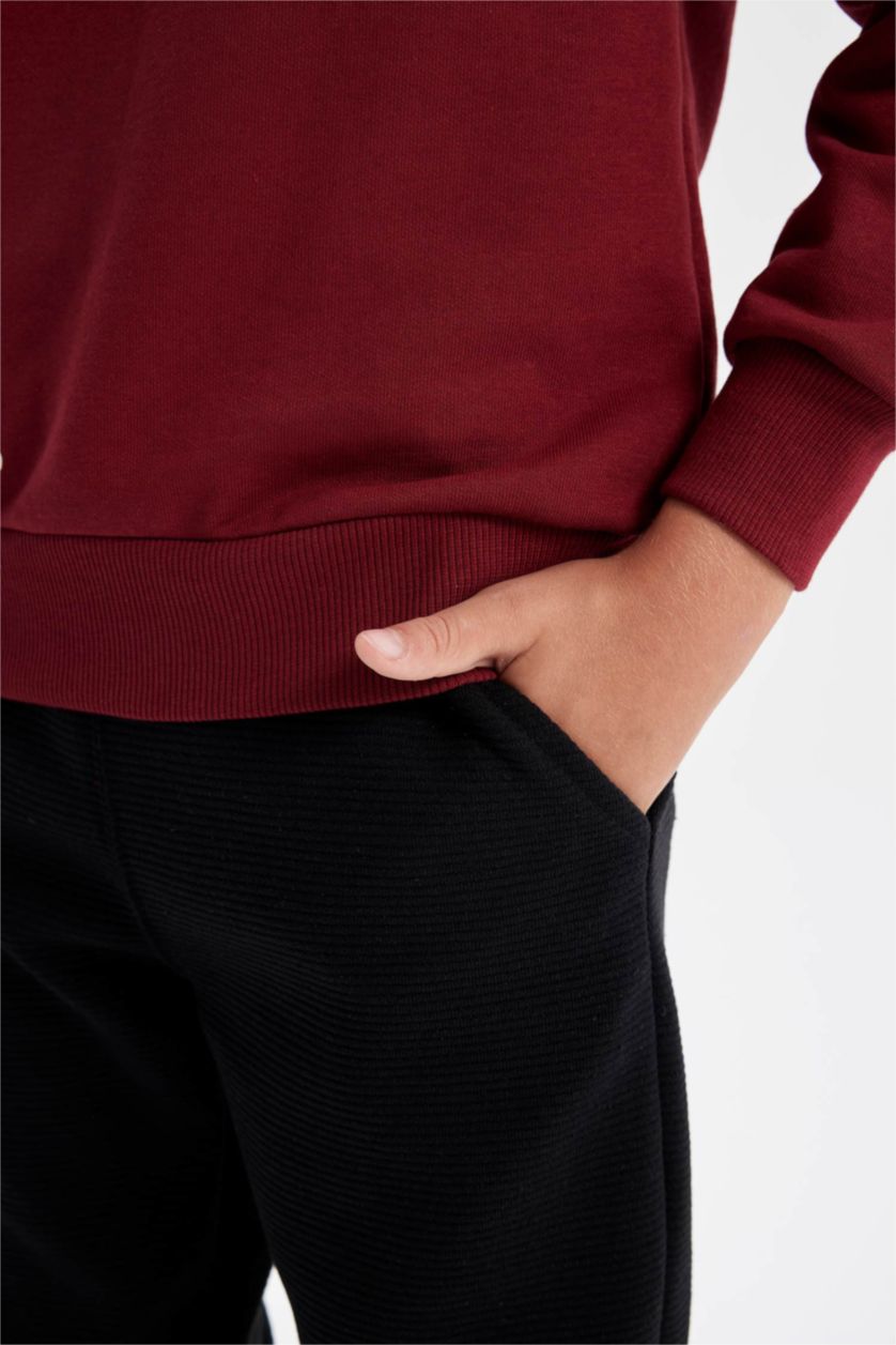 BOYS & TEENS Bordeaux طقم قماش سميك قصة عادية