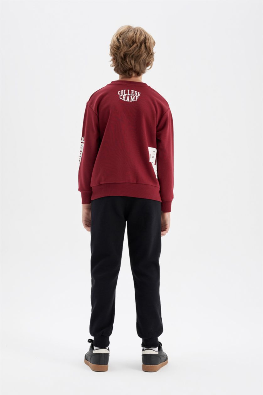 BOYS & TEENS Bordeaux طقم قماش سميك قصة عادية