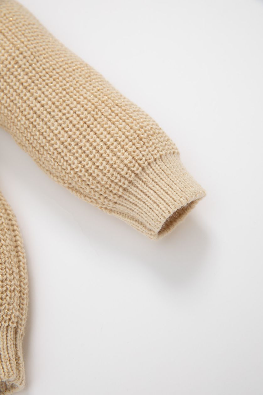 Kız Bebek Kum Bisiklet Yaka Triko Kazak Kız Bebek