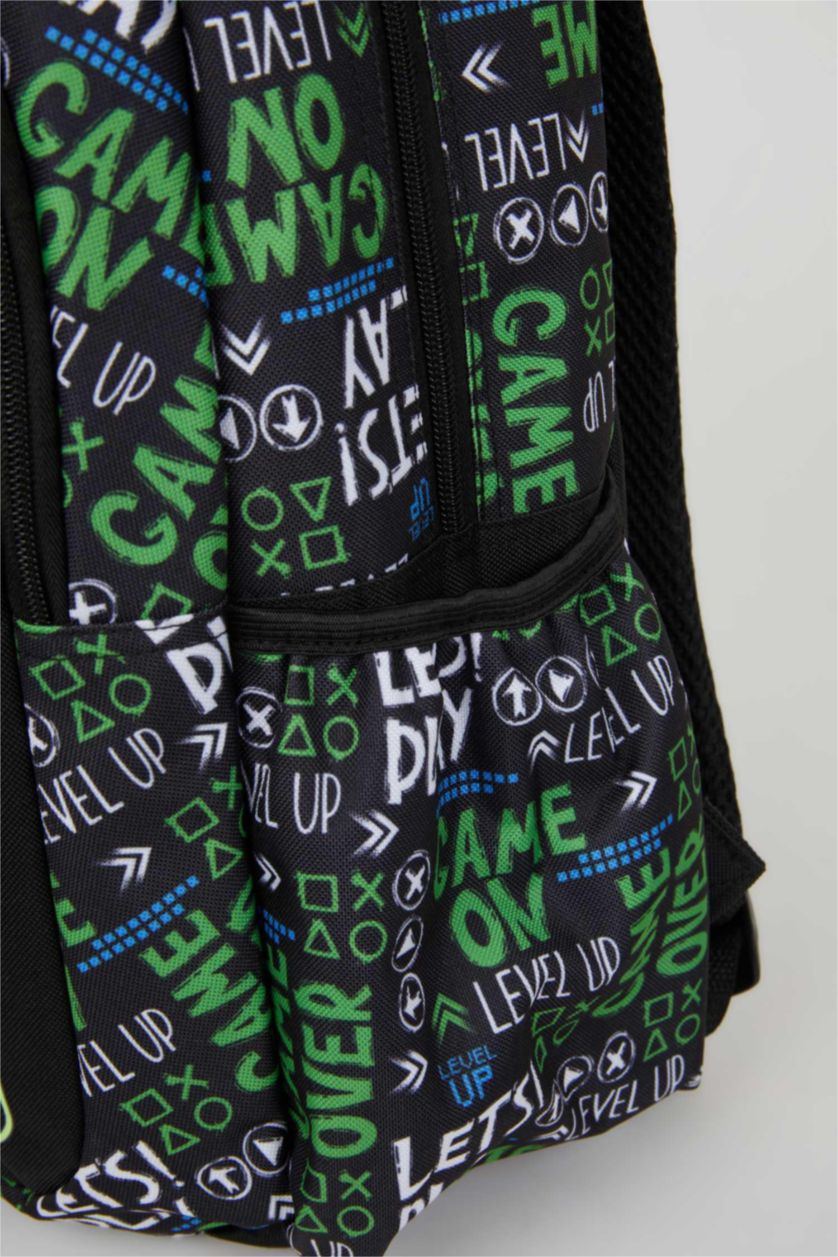 Erkek Çocuk - Genç Erkek Siyah Erkek Çocuk Oyun Desenli Okul Çantası