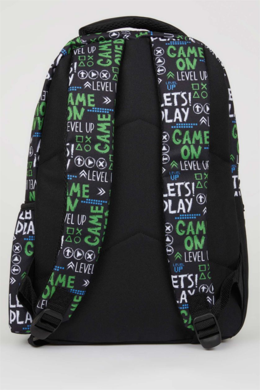 Erkek Çocuk - Genç Erkek Siyah Erkek Çocuk Oyun Desenli Okul Çantası