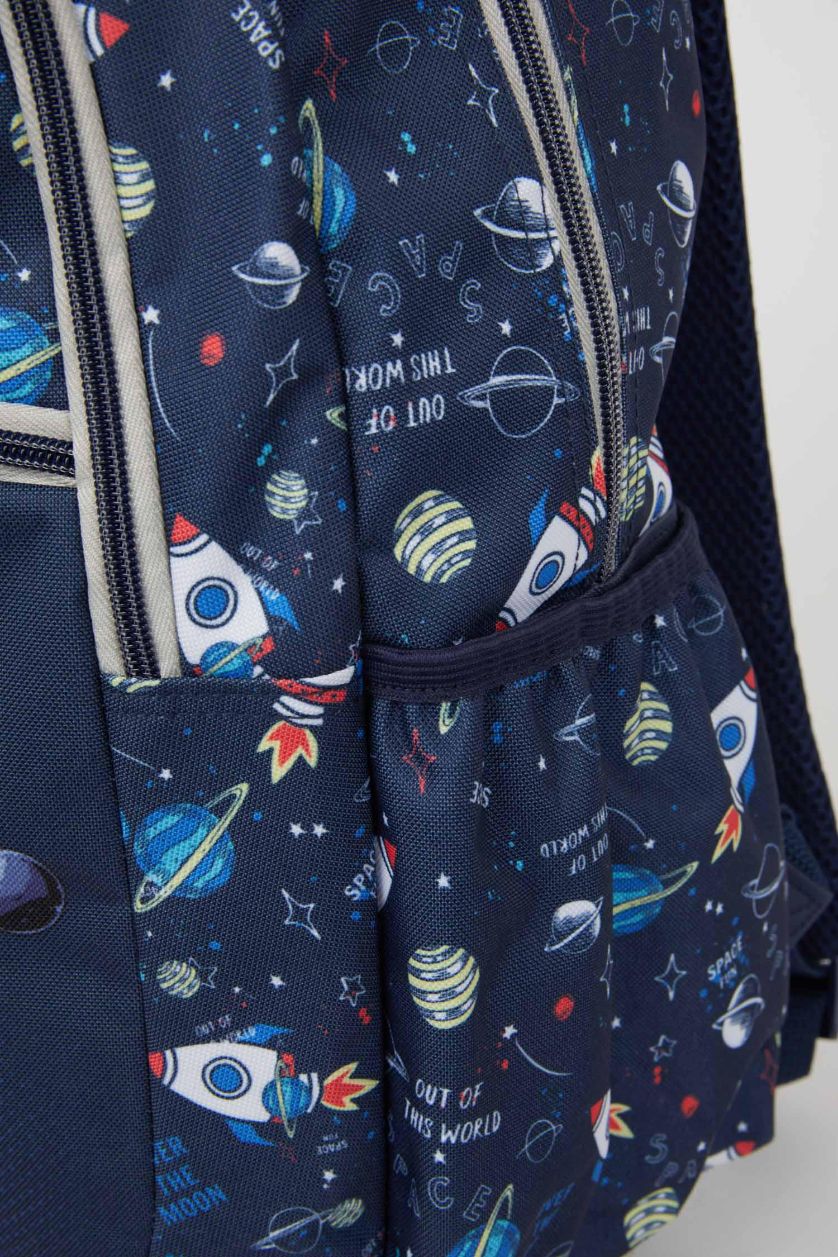 Erkek Çocuk - Genç Erkek Lacivert Uzay Desenli Okul Çantası Erkek Çocuk