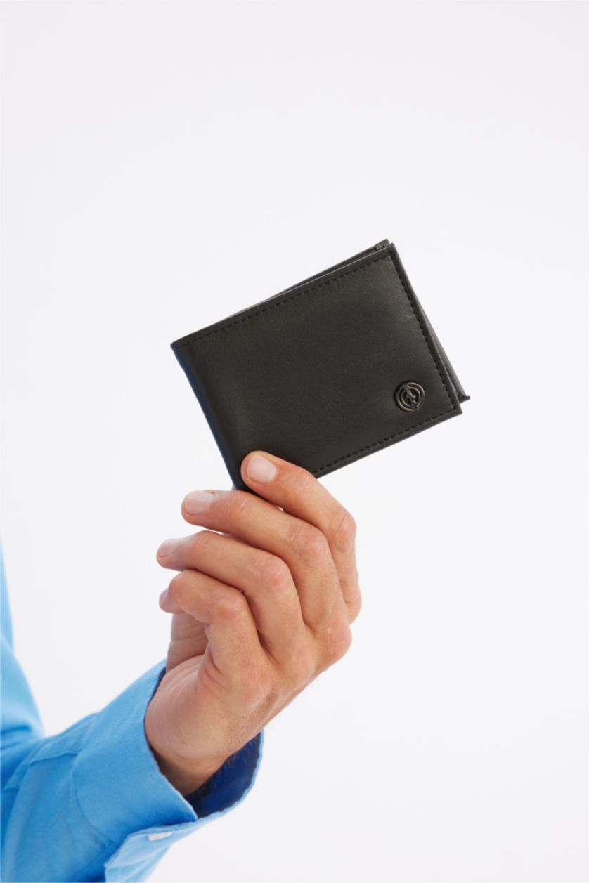 Men Black Man Faux Leather Wallets