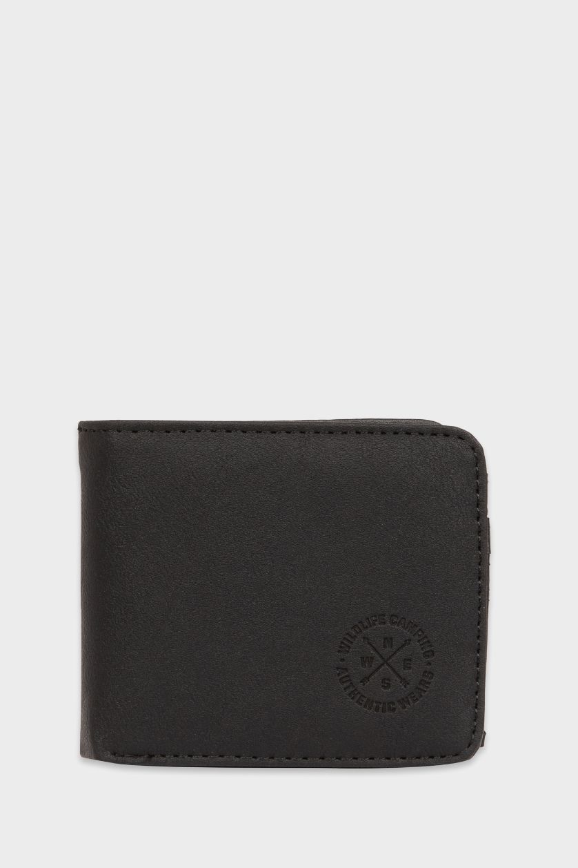 Man Black Man Faux Leather Wallets