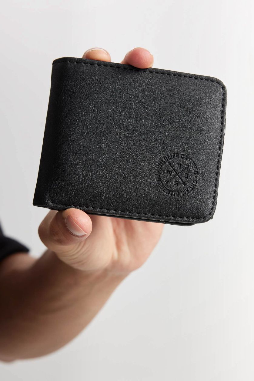 Man Black Man Faux Leather Wallets