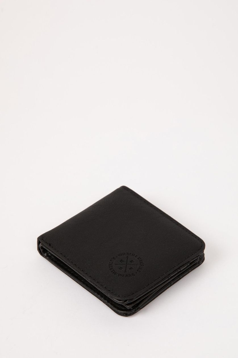 Man Black Man Faux Leather Wallets