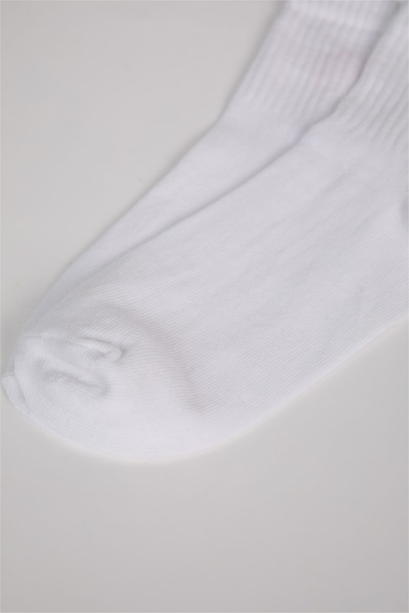 Kadın Beyaz Unisex Pamuklu Başak Burcu Simgeli Soket Çorap