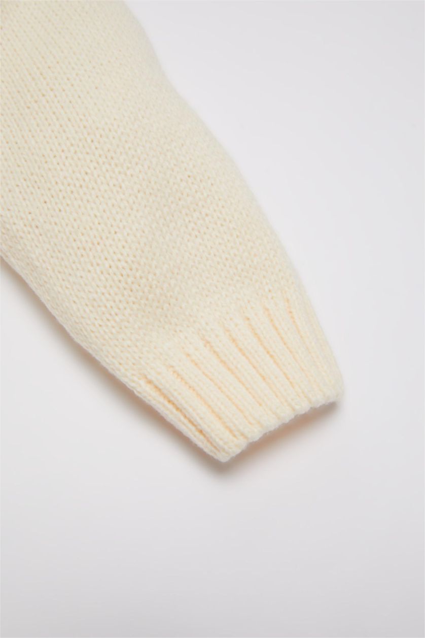 Kız Bebek Kum Bisiklet Yaka Yılbaşı Temalı Triko Kazak Kız Bebek