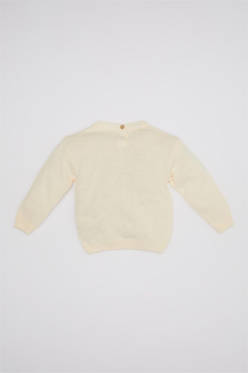 Kız Bebek Kum Bisiklet Yaka Yılbaşı Temalı Triko Kazak Kız Bebek