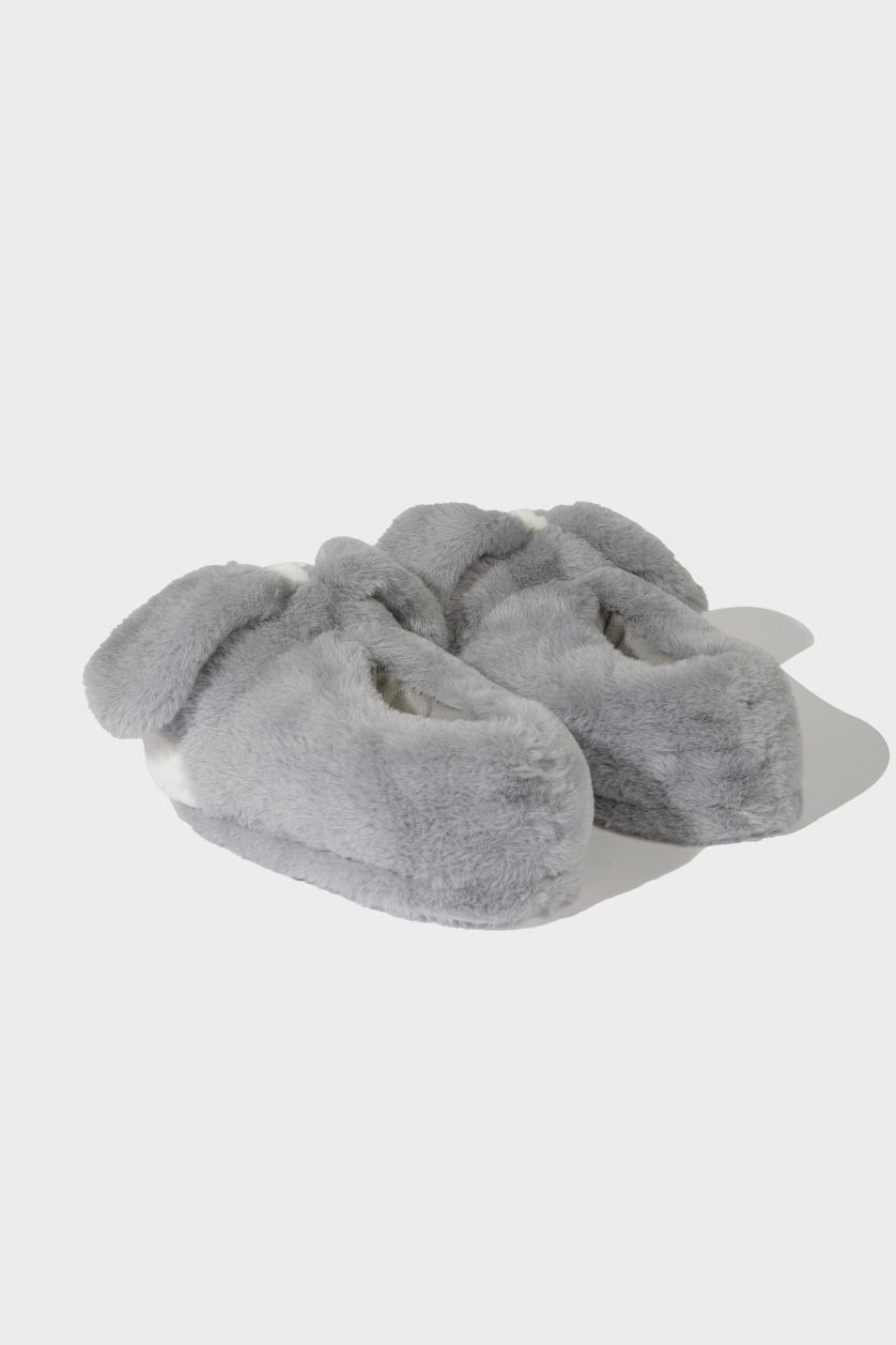 GIRLS & TEENS Grey Girl Bunny Themed Flat Sole Home Slippers