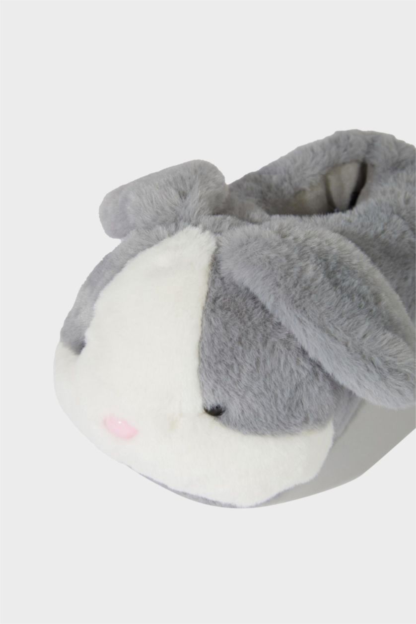 GIRLS & TEENS Grey Girl Bunny Themed Flat Sole Home Slippers