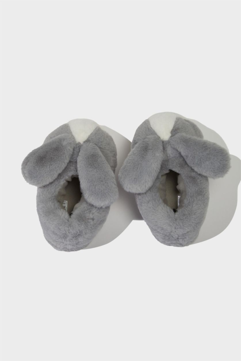 GIRLS & TEENS Grey Girl Bunny Themed Flat Sole Home Slippers