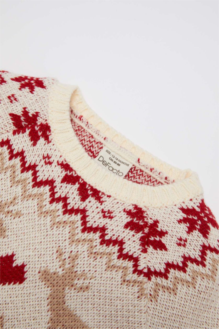 طفلة صغيرة اللون الرملي بلوفر بيبي بناتي تريكو قصة عادية منقوش بيج رملي